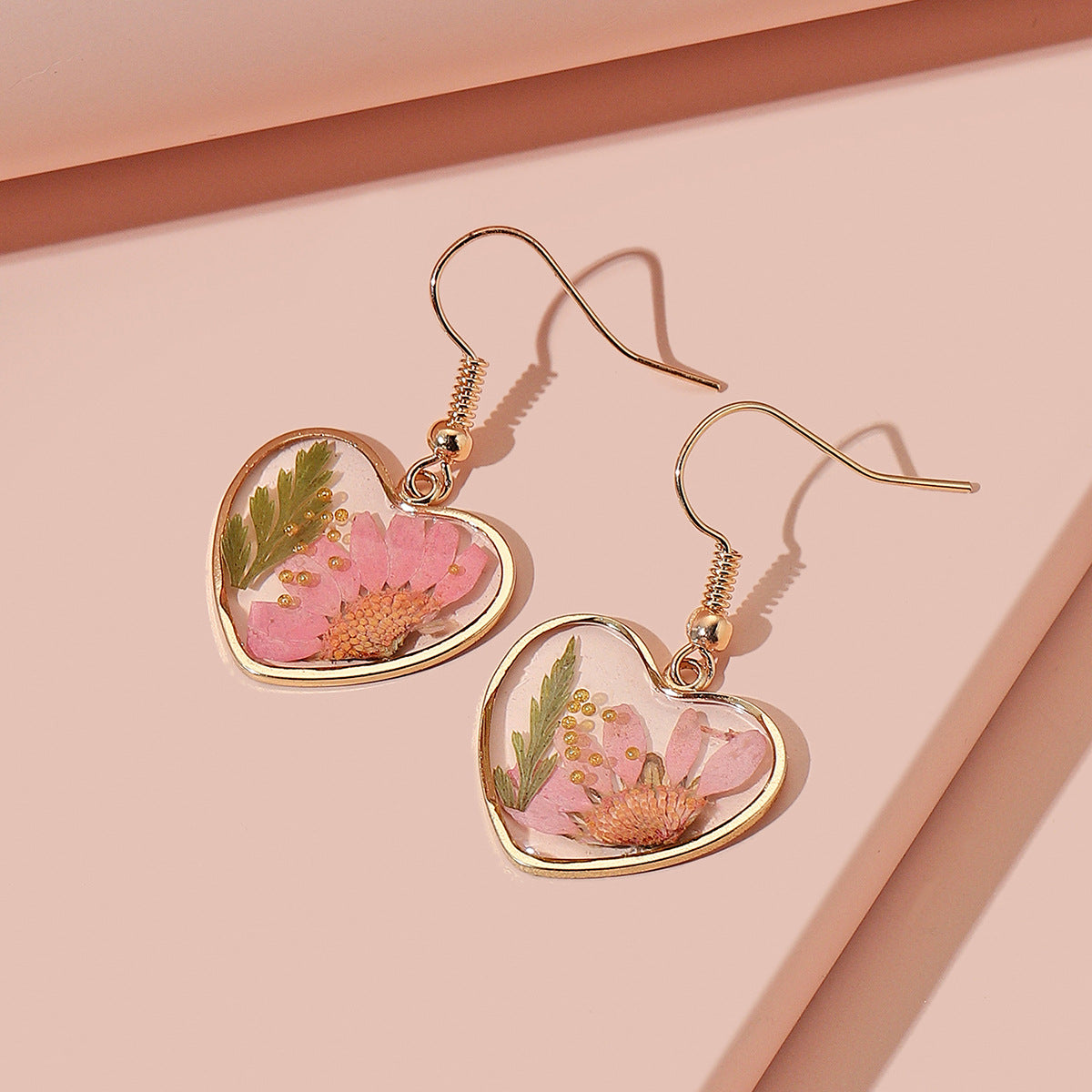 Pink flowers earrings