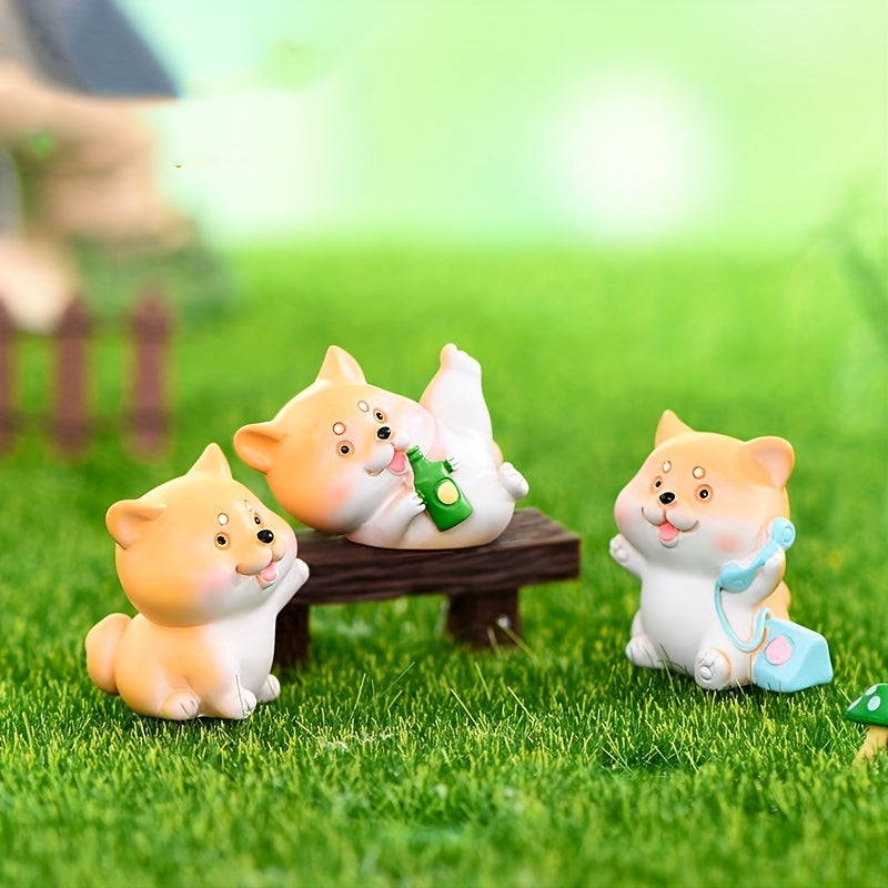 Cute Resin Dog Sculpture Set(6Pcs)