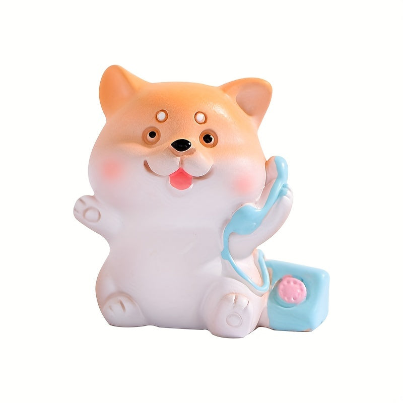 On the phone Corgi Sculpture