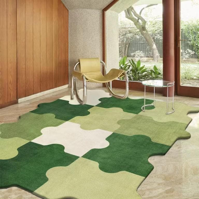 Color Puzzle Rug Green