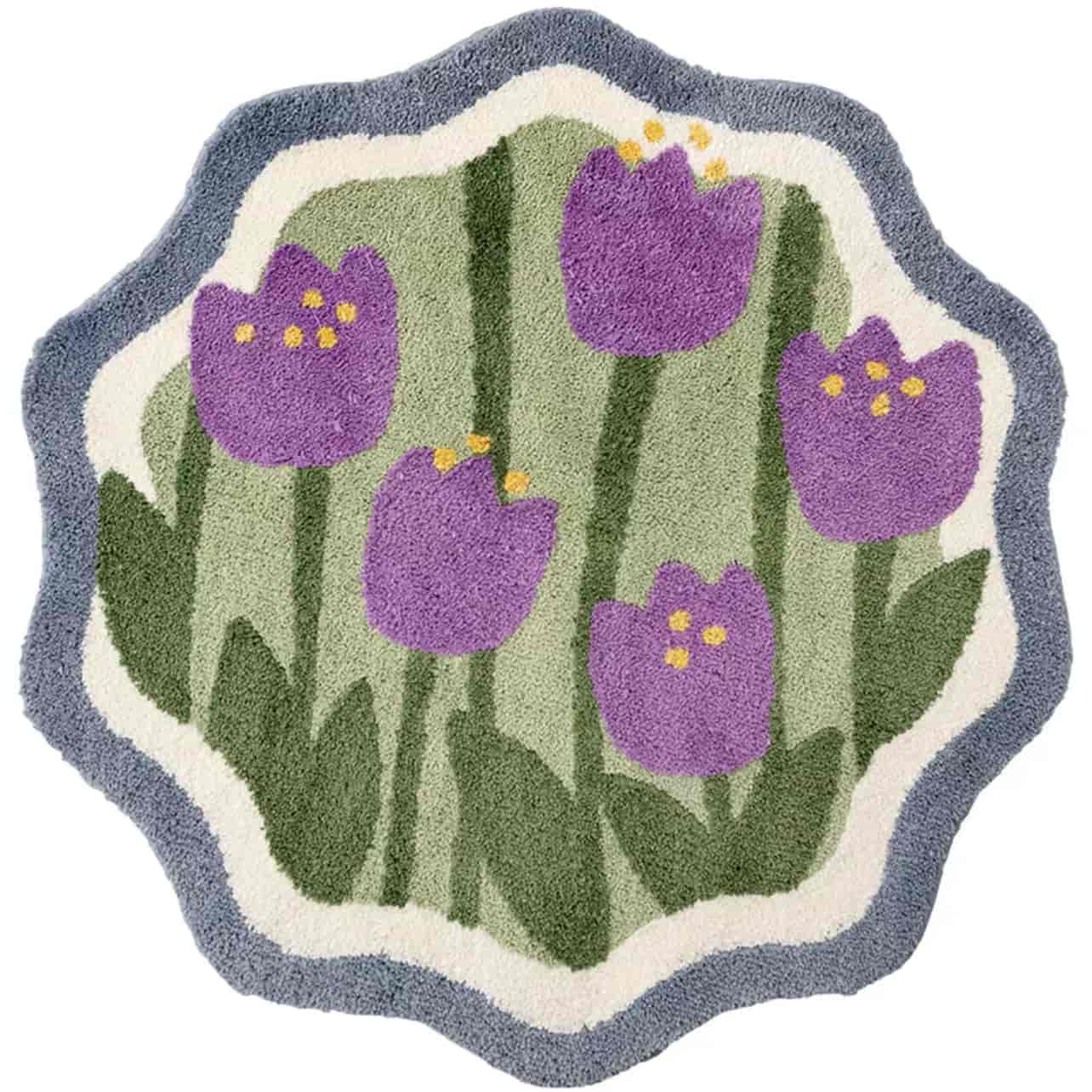 Purple Tulip Round Rug