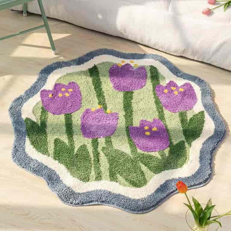 Purple Tulip Round Rug