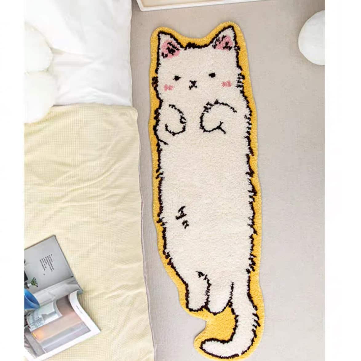 White Cat Shape Rug