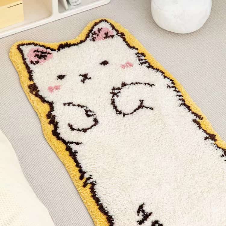 White Cat Shape Rug