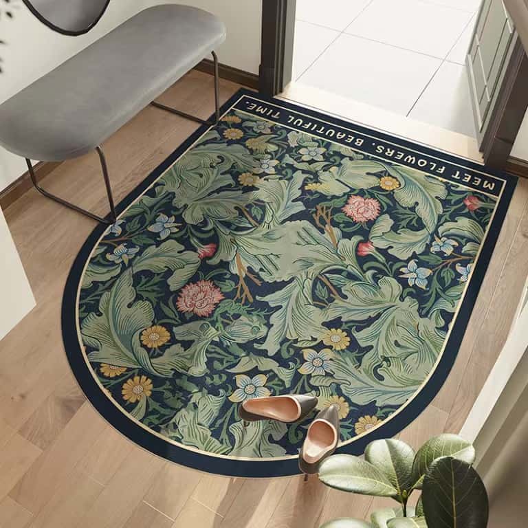 Dark Green Plants Arch Shape Rug