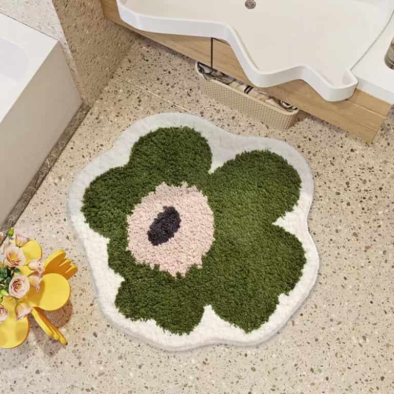 Green Flower Shape Rug