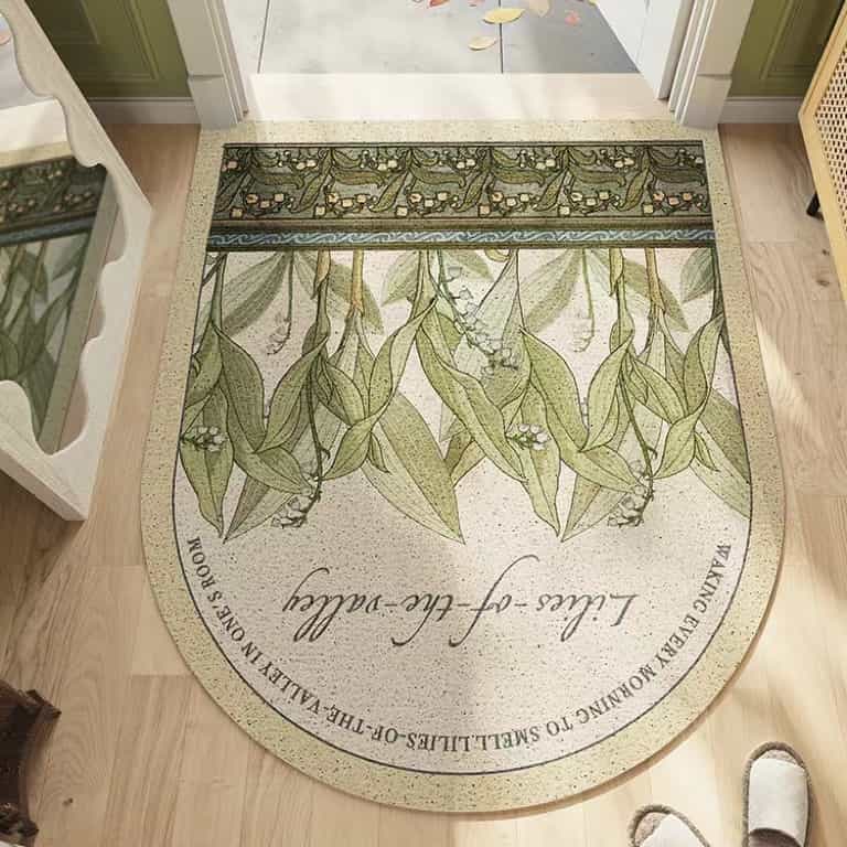 Green Lilies of The Valley Arch Shape Rug