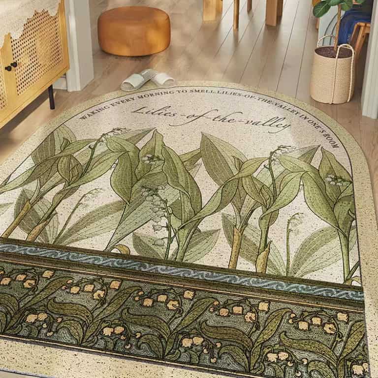 Green Lilies of The Valley Arch Shape Rug