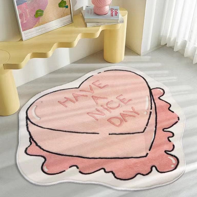 Pink Heart Shape Rug