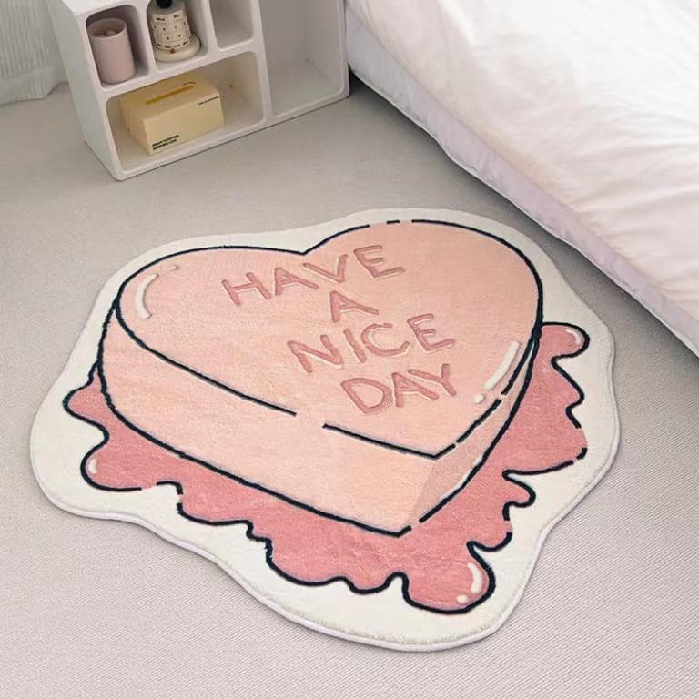 Pink Heart Shape Rug