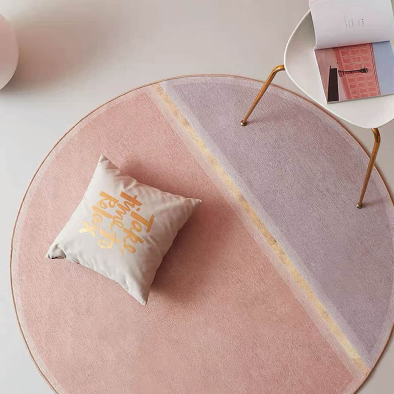 Pale Pink Round Rug