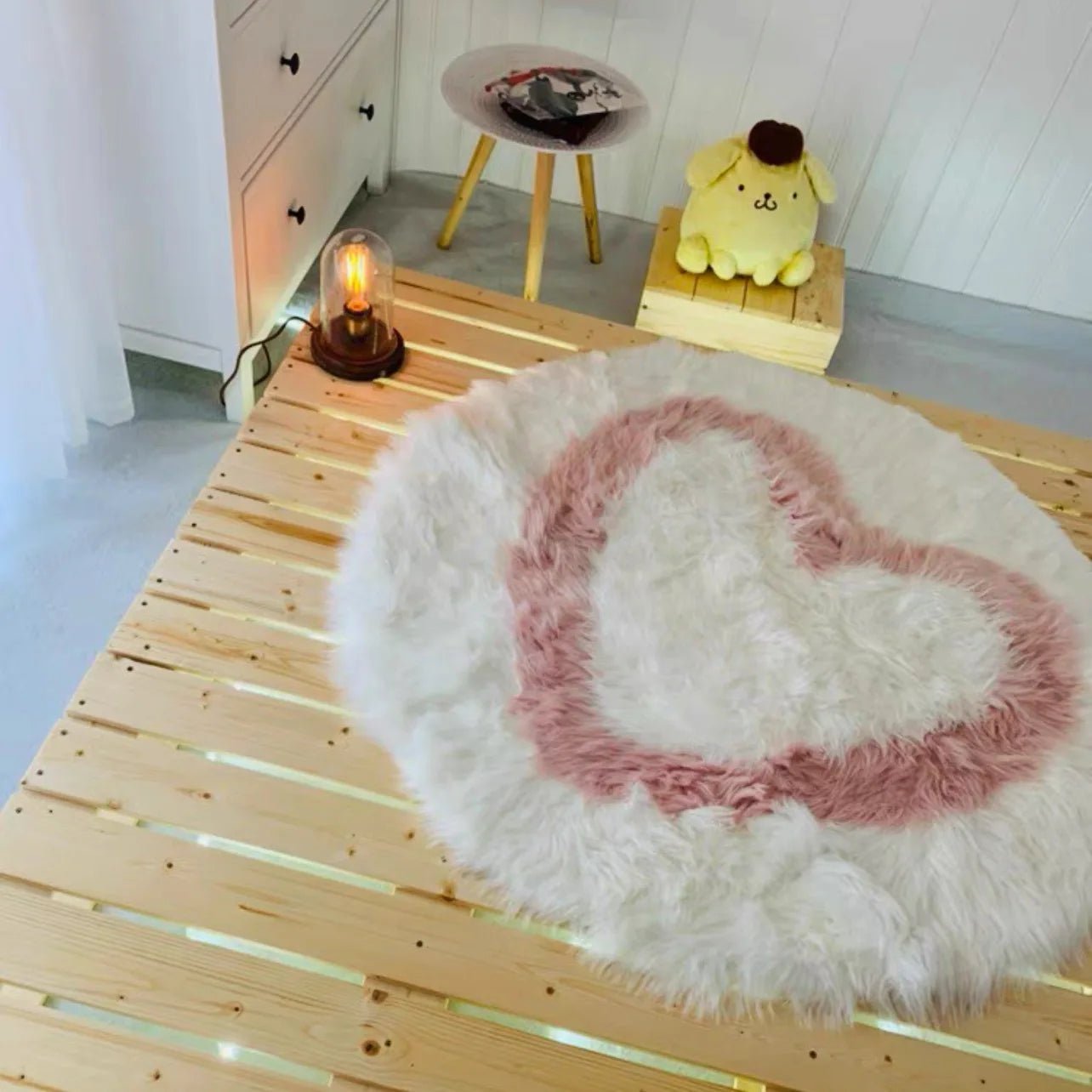 Heart Fluffy Round Rug