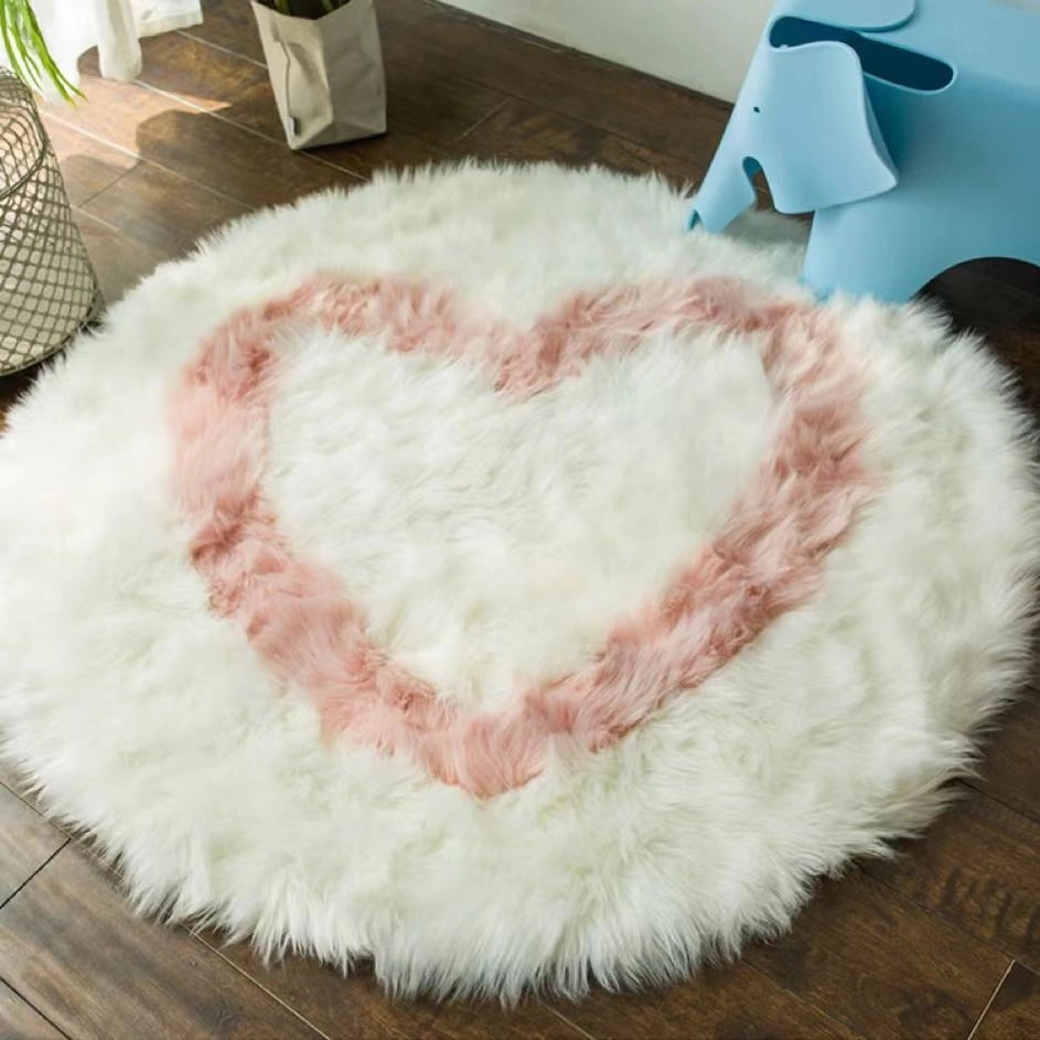 Heart Fluffy Round Rug