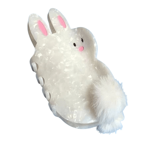 Cream Rabbit Fluffy Hair Claw