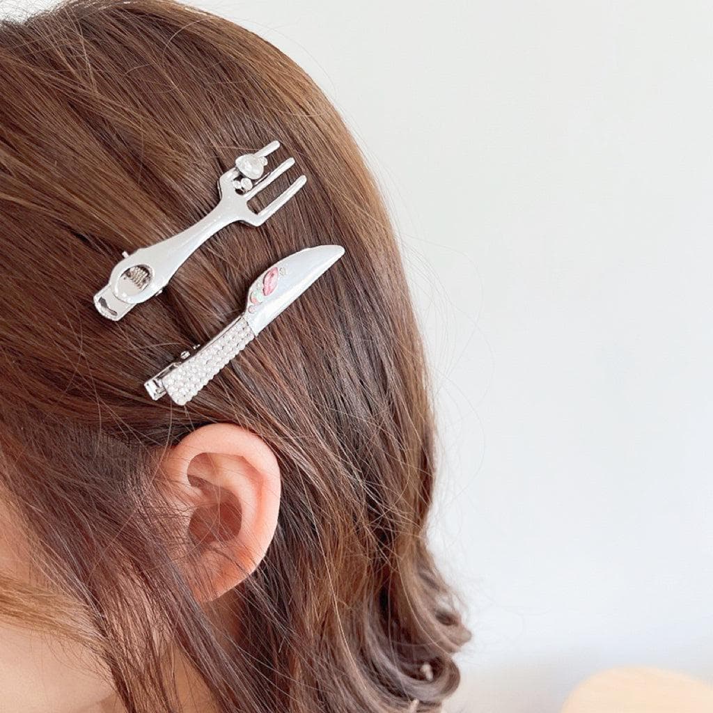 Knife and Fork Set Hair Clip