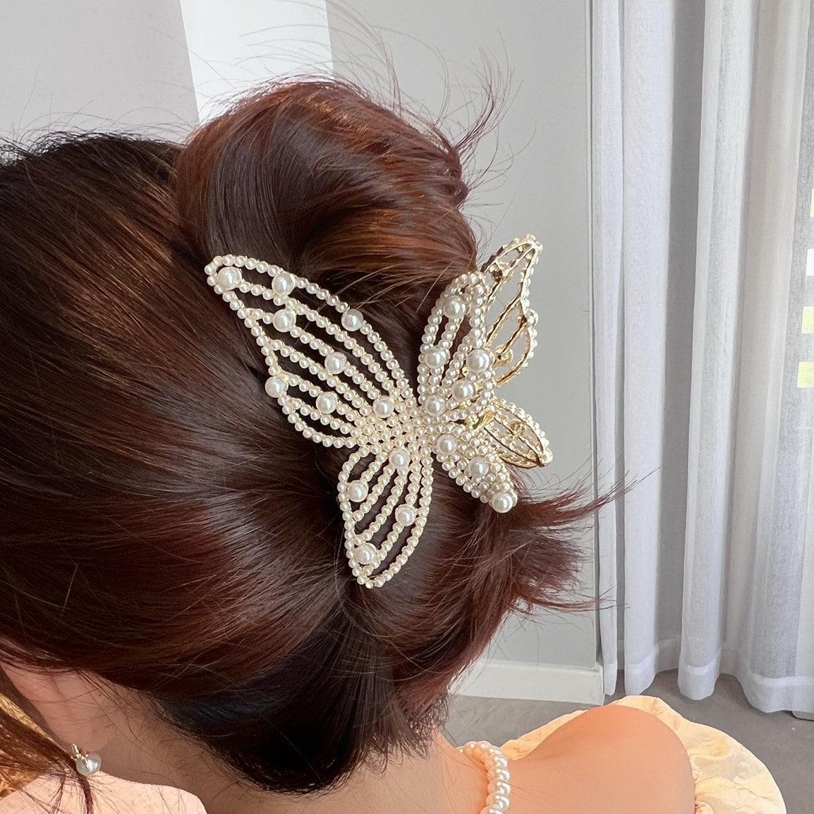 Big Butterfly Pearl Hair Claw