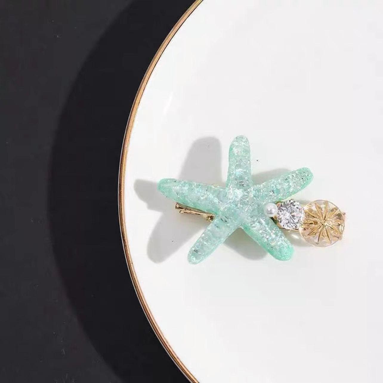 Mini Crystal Starfish Hair Clip