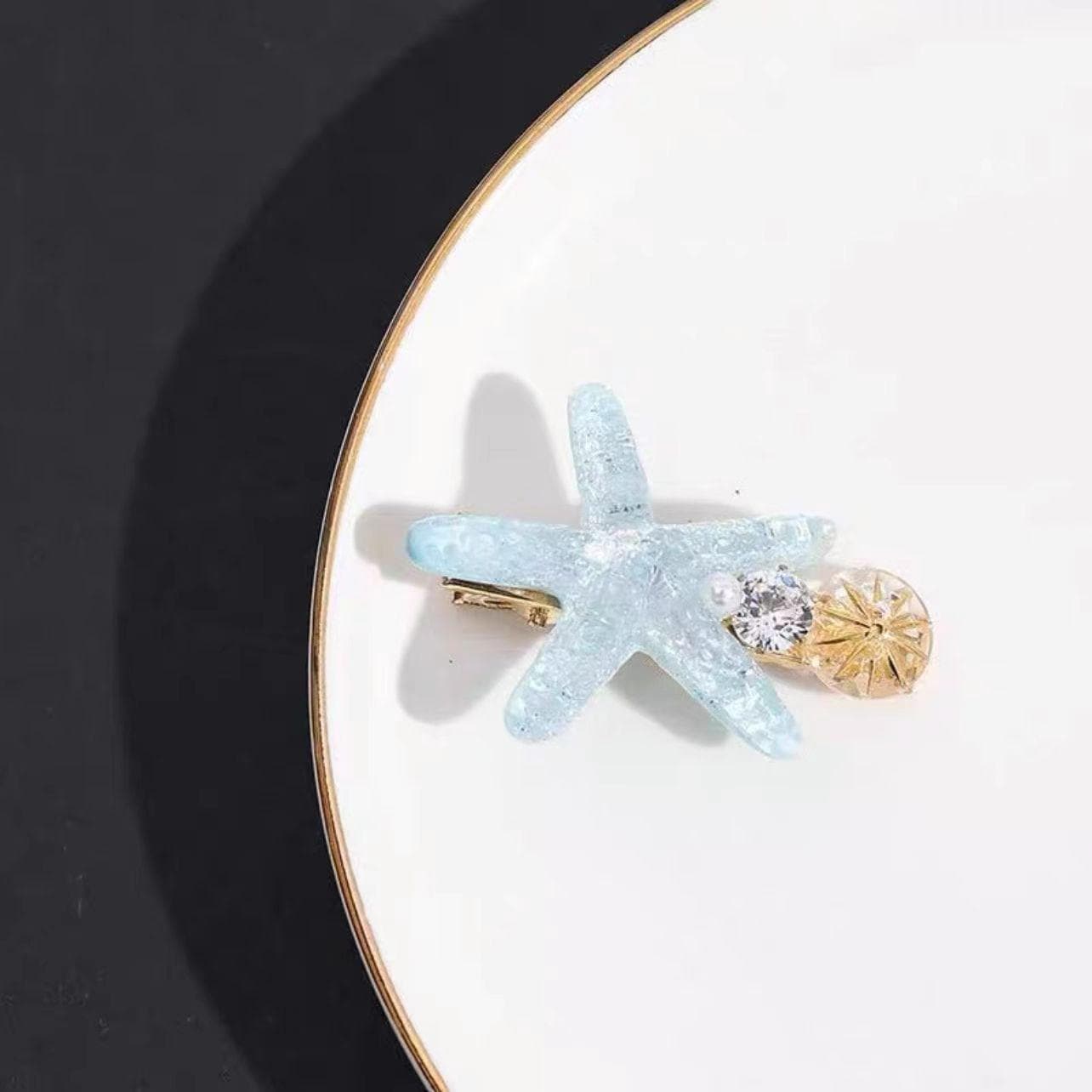 Mini Crystal Starfish Hair Clip