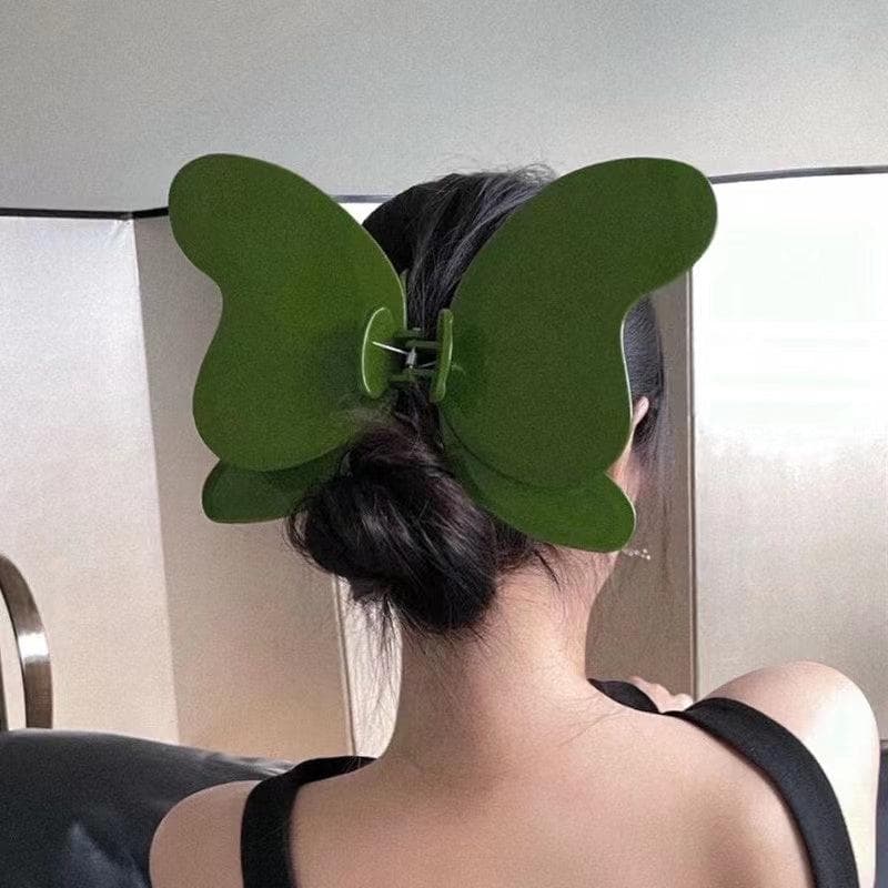 Huge Butterfly Hair Claw Within Apple Green