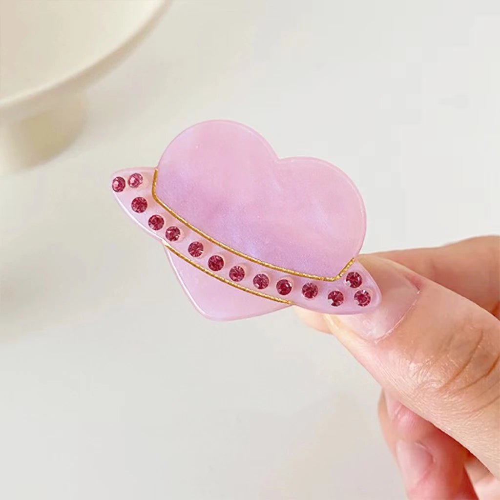 Heart Planet Hair Clip