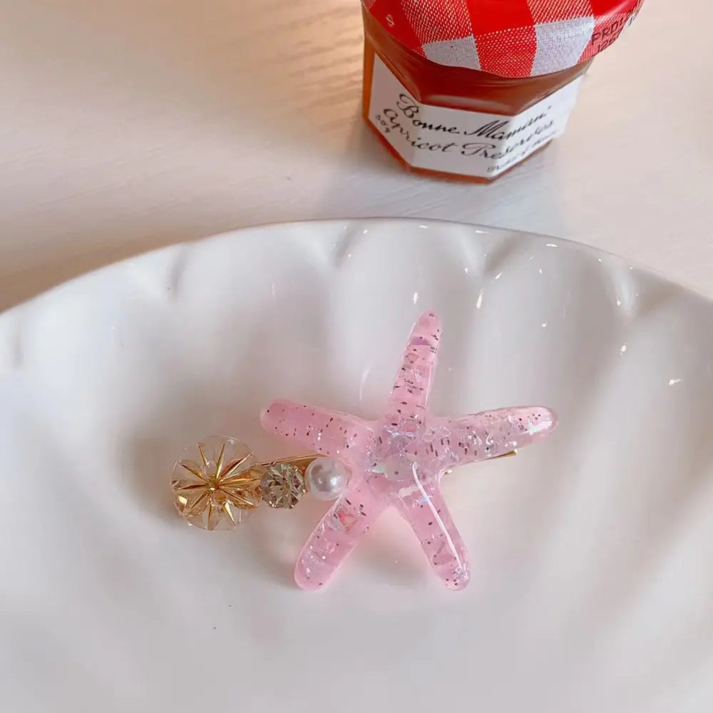 Mini Crystal Starfish Hair Clip