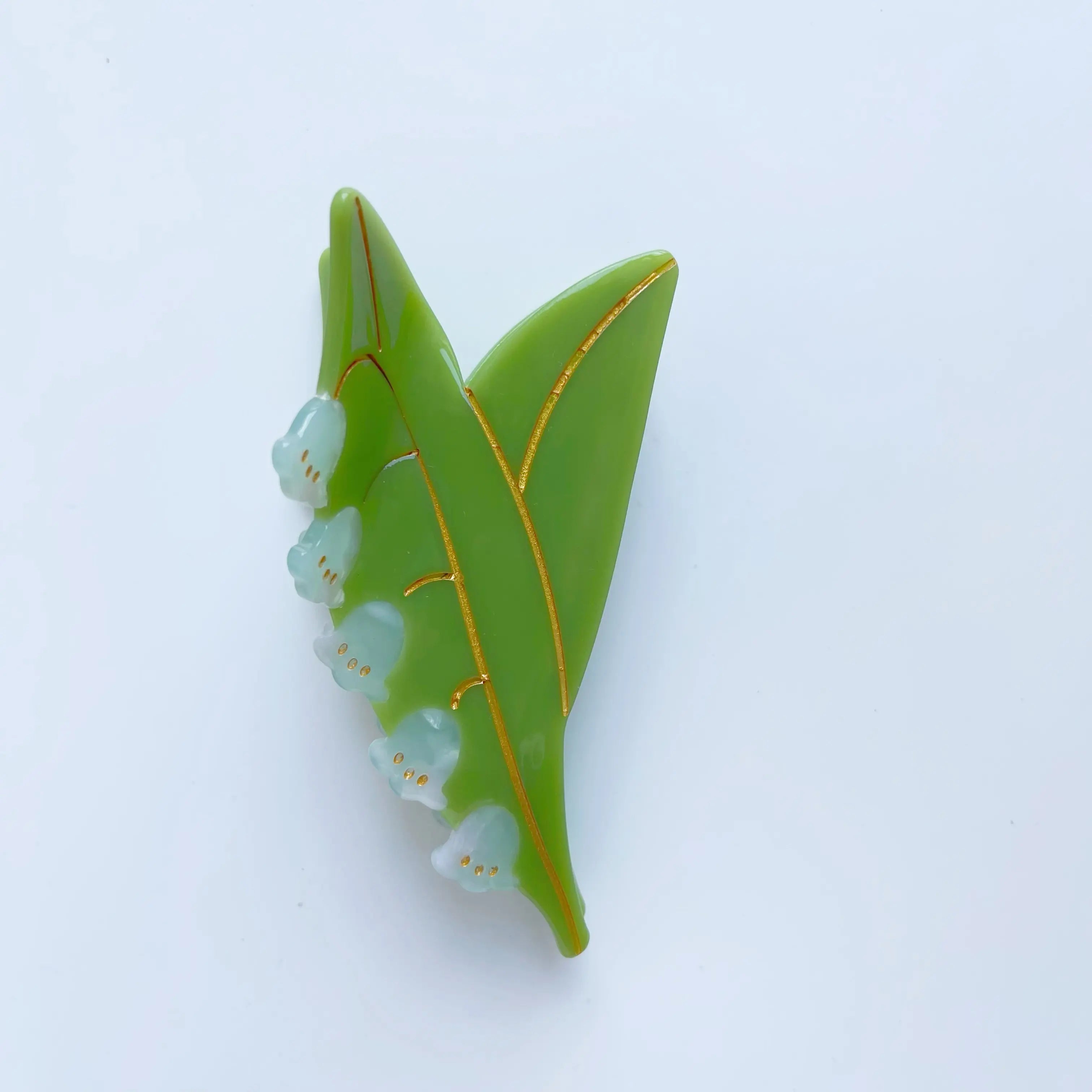 Green Lily of the Valley Hair Claw