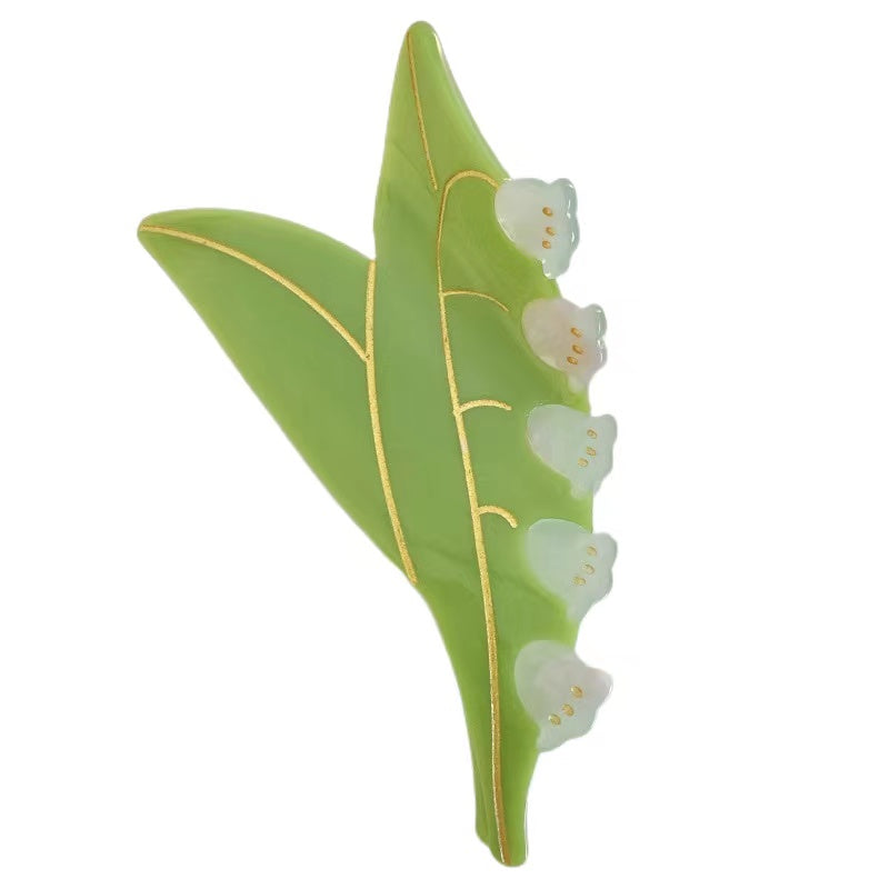 Green Lily of the Valley Hair Claw