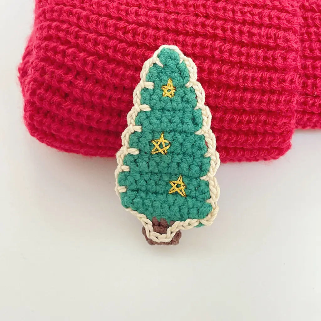 Christmas Tree Knitting Hair Clip Set