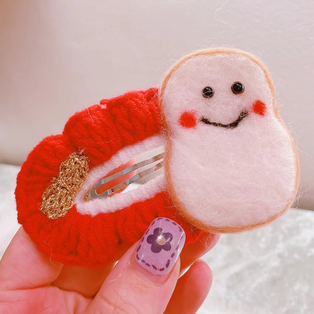 Crochet Hair Clip Within Snowman