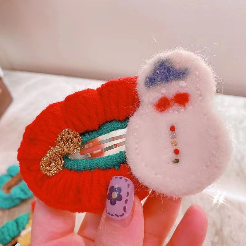 Crochet Hair Clip Within Snowman