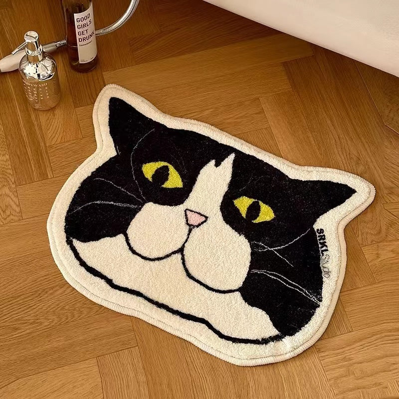 Piebald Cat Head Rug