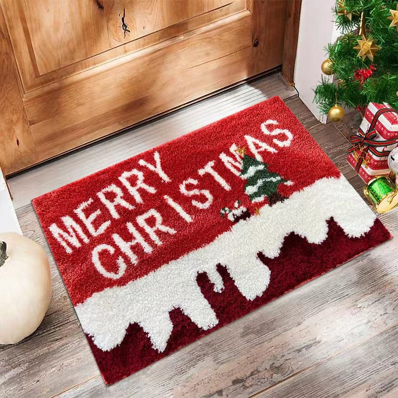 Merry Christmas Rug In White