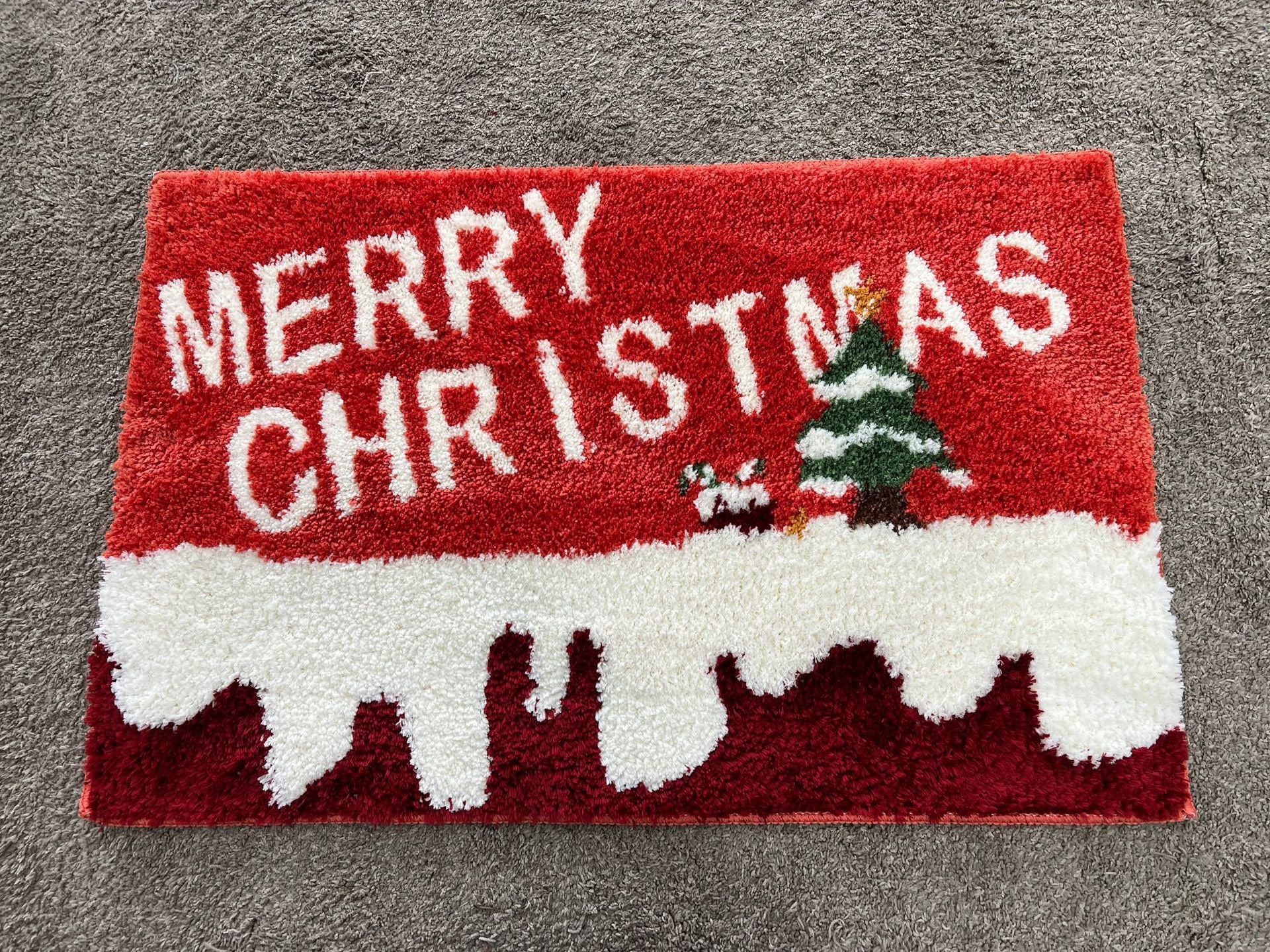 Merry Christmas Rug In White