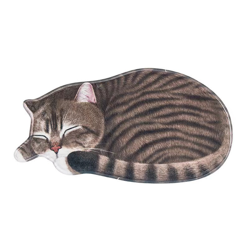 Sleeping Taupe Cat Rug