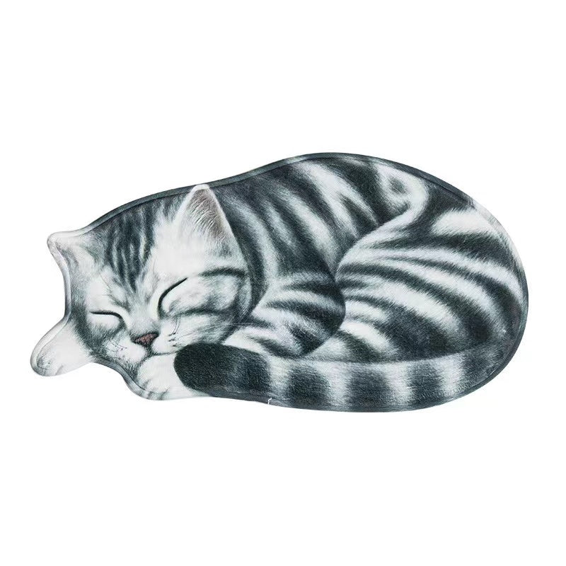 Sleeping Gray Cat Rug