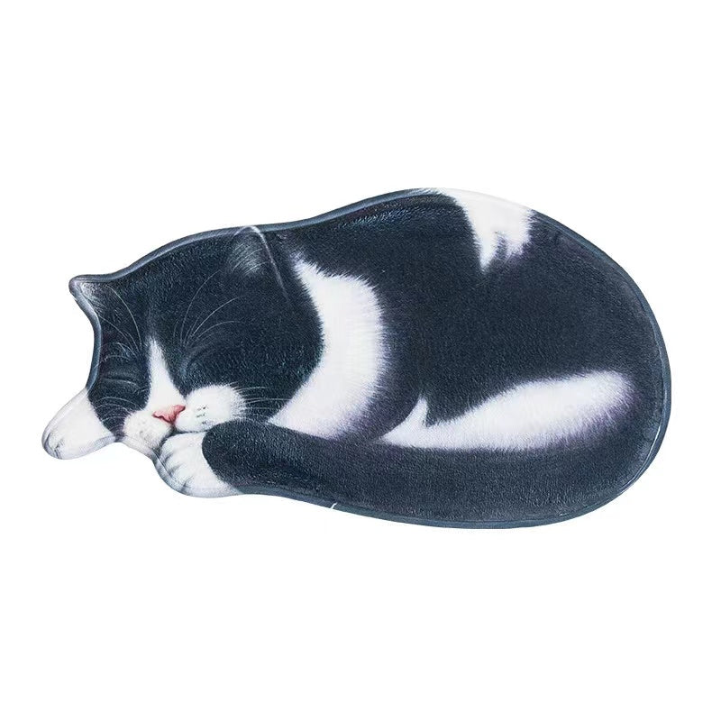 Sleeping B&W Cat Rug