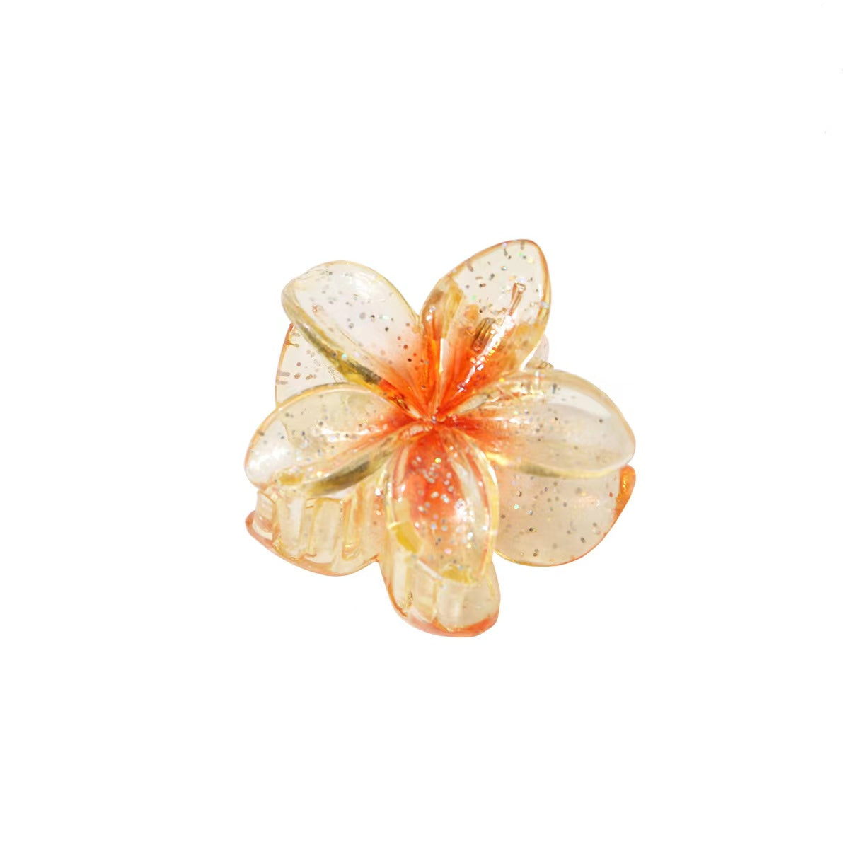 Glitter Plumeria Hair Claw In Orange