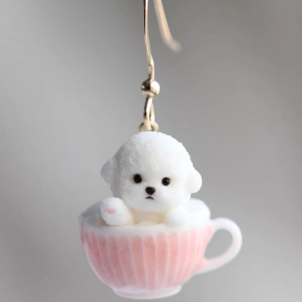 Single Bichon Frise Cafe Earring