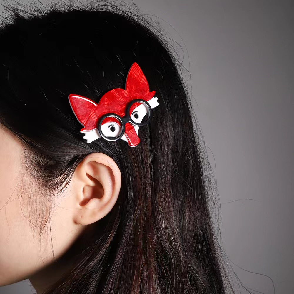 Red Fox Head Hair Clip