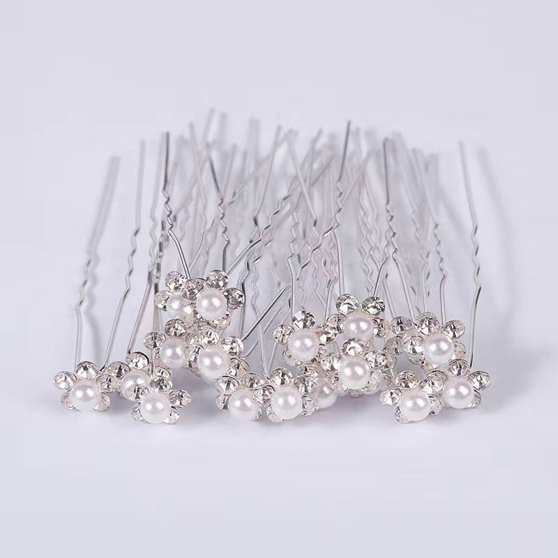 Pearl flower hair pins set (20Pcs)