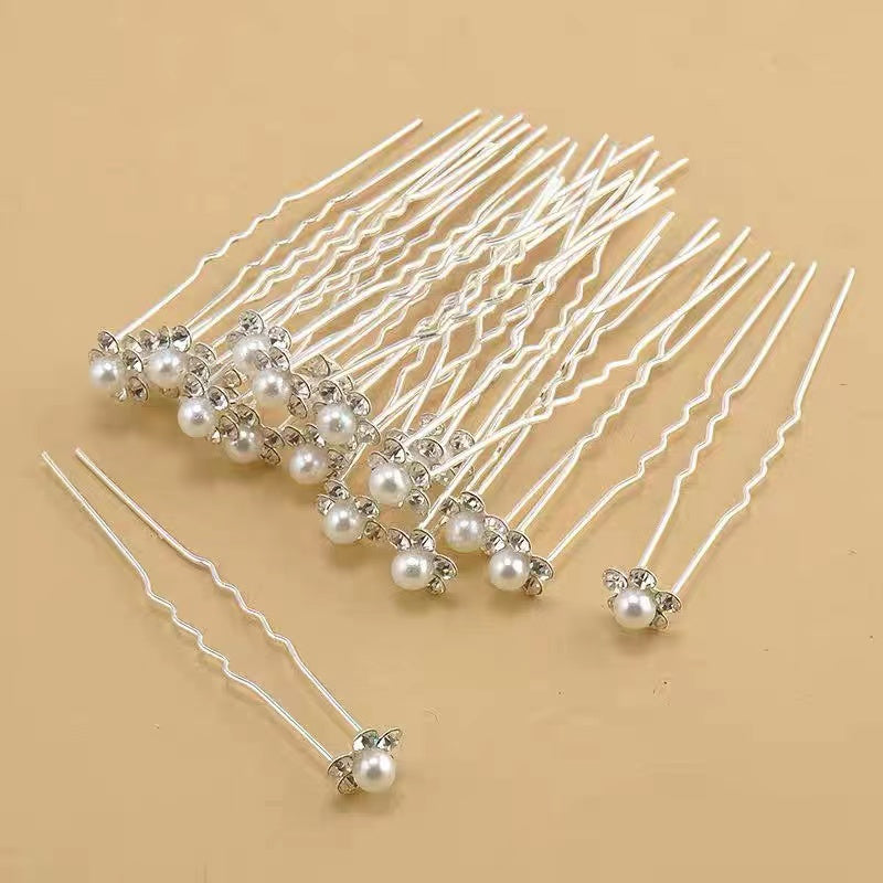 Pearl flower hair pins set (20Pcs)