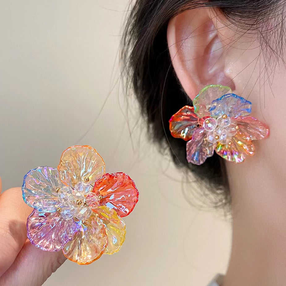 Rainbow Camellia Earrings