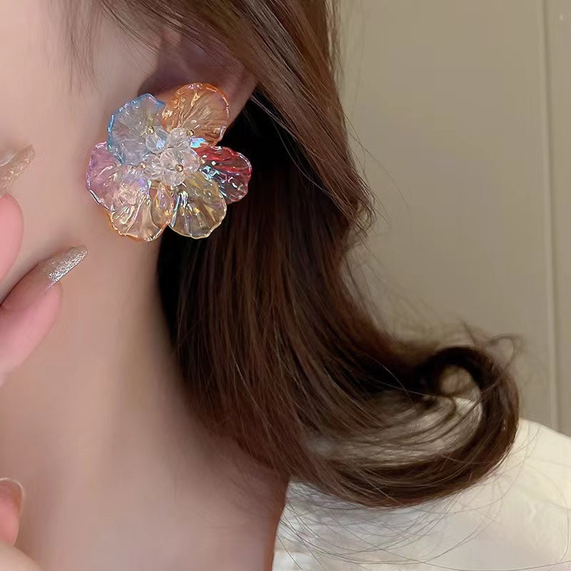 Rainbow Camellia Earrings