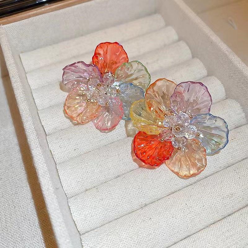 Rainbow Camellia Earrings