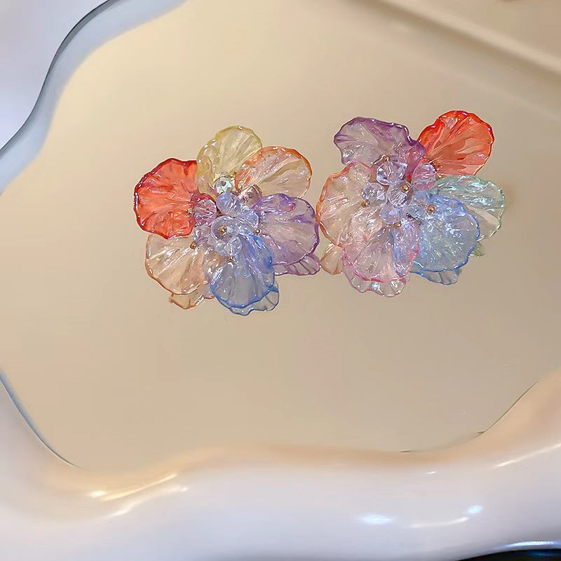 Rainbow Camellia Earrings