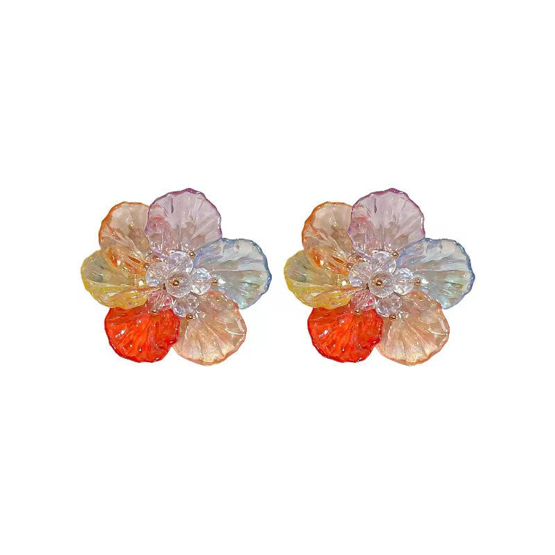 Rainbow Camellia Earrings