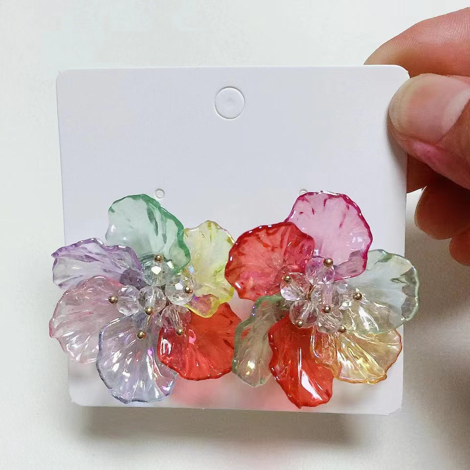 Rainbow Camellia Earrings