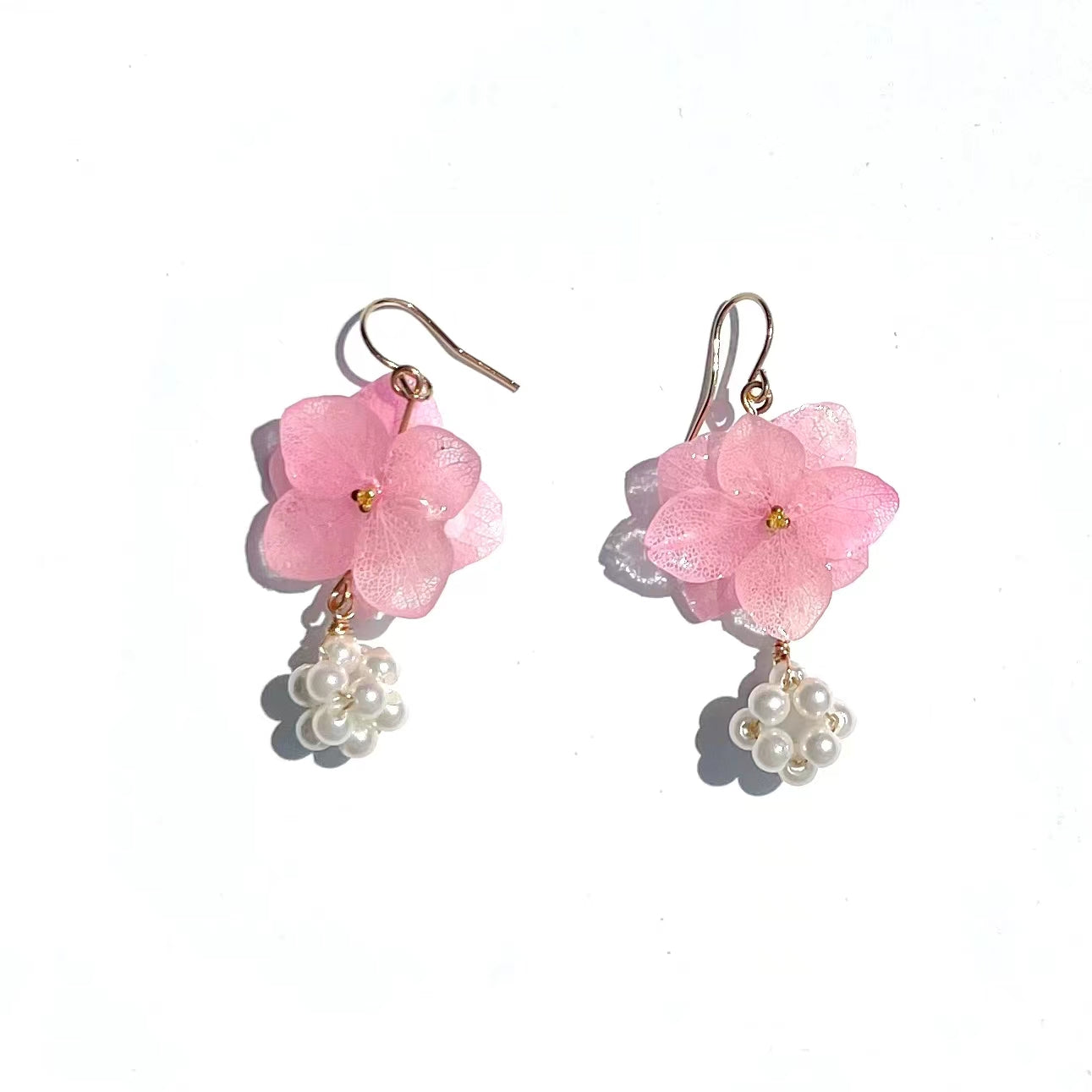 Pearl Hydrangea Earrings within Pink