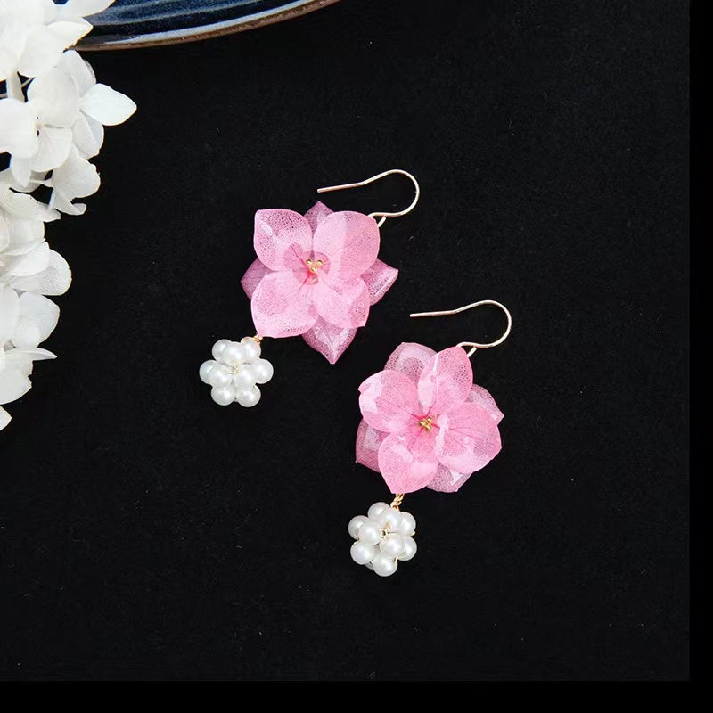 Pearl Hydrangea Earrings within Pink