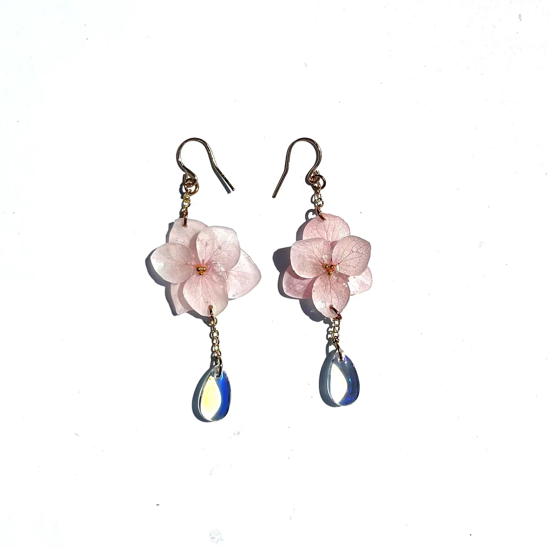 Crystal Hydrangea Earrings within Pink